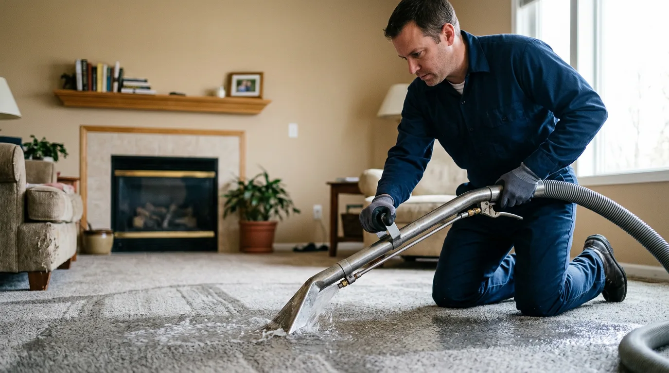 Water damage restoration technician working near Atlanta, NY